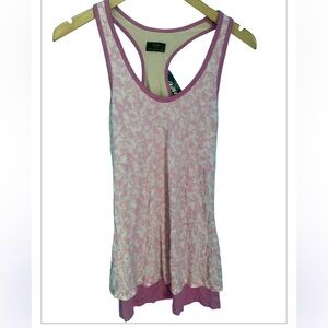 Cali Vintage Y2K Lilac Floral Racerback Tank Top Size S NWT